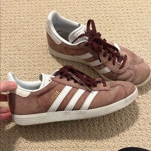 Adidas Gazelle Suede Sneakers in Burgundy Red and White 5.5